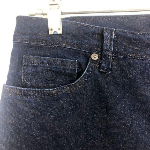 Gloria Vanderbilt Amanda Jeans Missy 6 High Waist Indigo Copper Jacquard Pattern - Picture 5 of 11